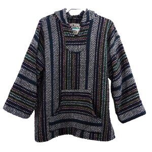 BAJA JOE heavier weight knit multicolor pullover hoodie UNISEX ADULT size XL